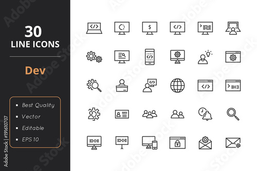 Development line icons. Icons for user interface and web