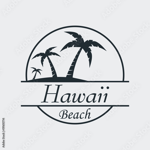 Icono plano Hawaii beach en fondo gris