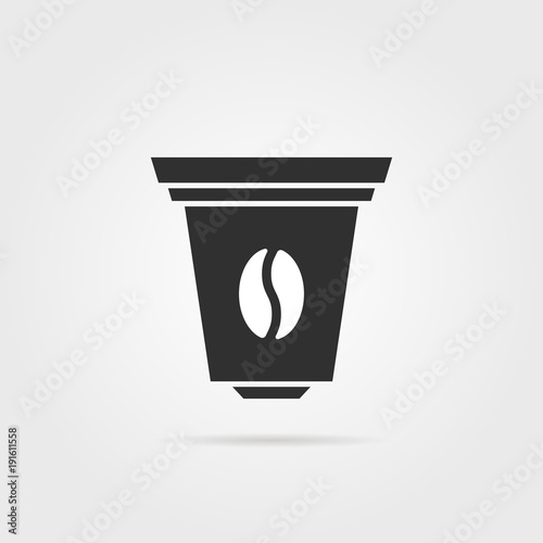 black coffee capsule icon with shadow