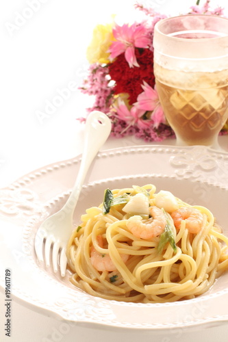 Italian food, seafood spaghetti 
