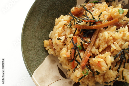 Japanese food, simmered osyter rice photo