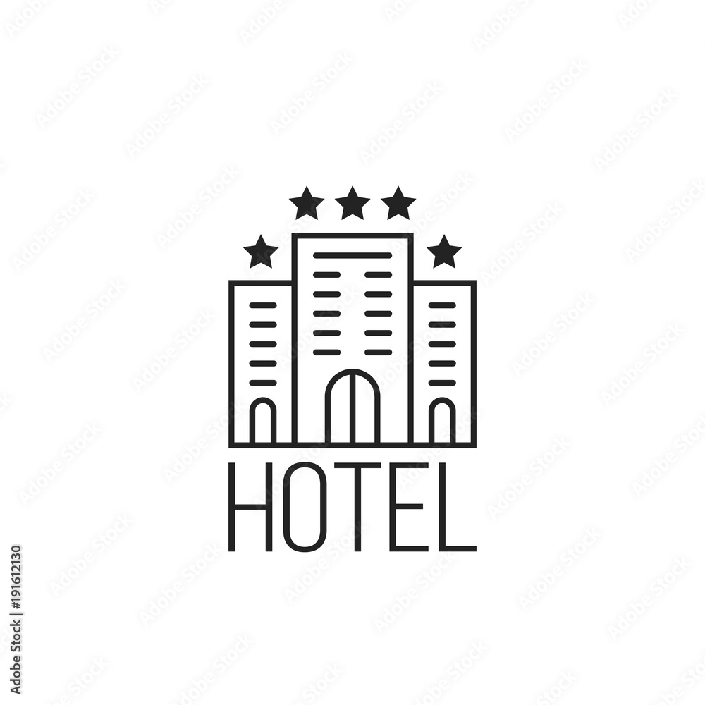 linear simple icon of luxury hotel with stars Stock Vector | Adobe Stock