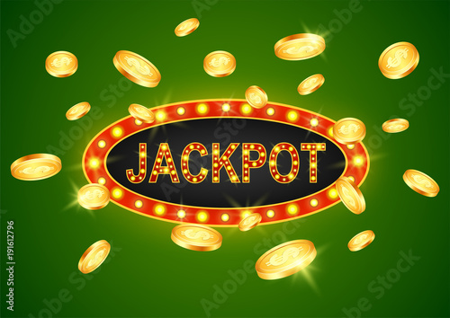 vector illustration of jackpot winner and green background.