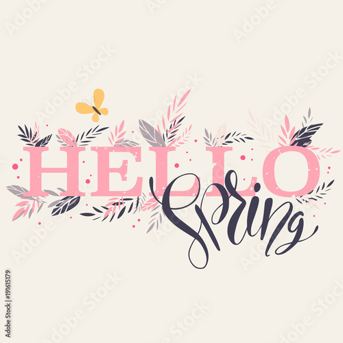 Postcard with pink word Hello