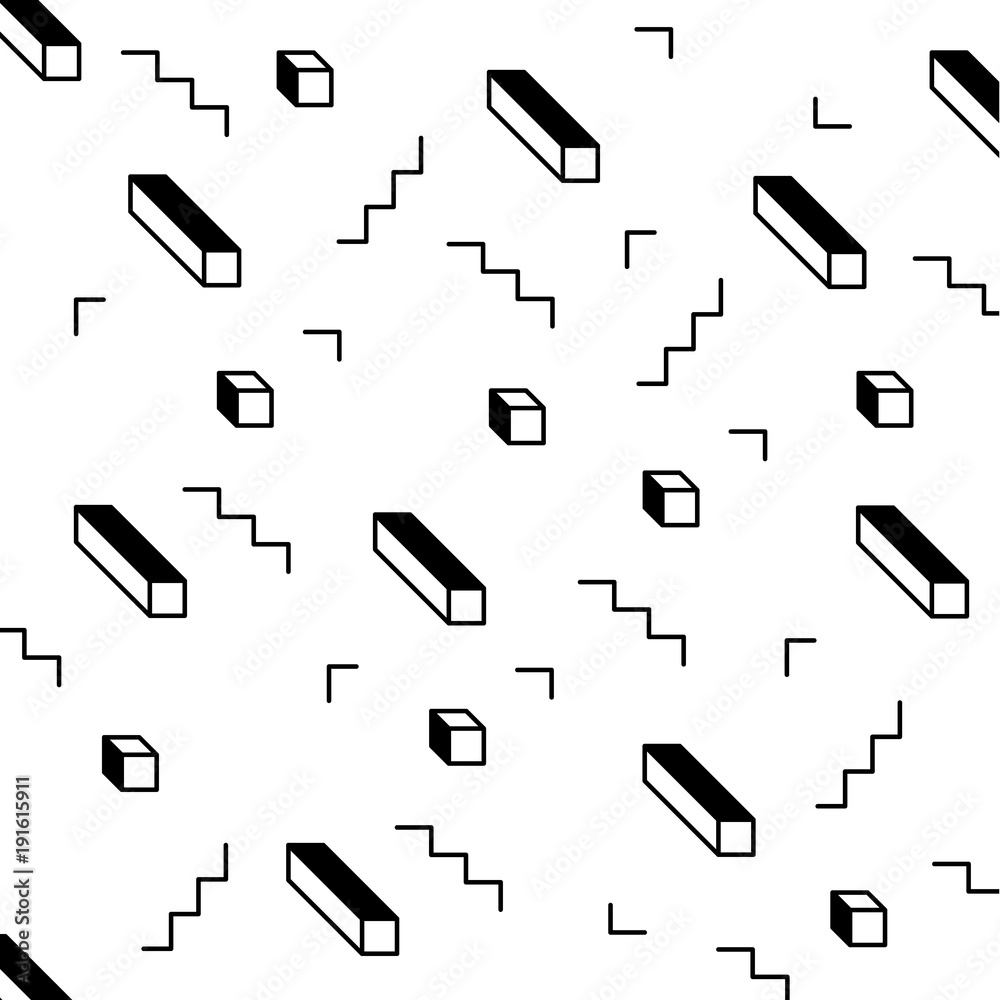 Hipster modern shapes pattern. Lines and cubic forms. Vector illustration. Hipster modern shapes pattern. Lines and cubic forms. Vector illustration.