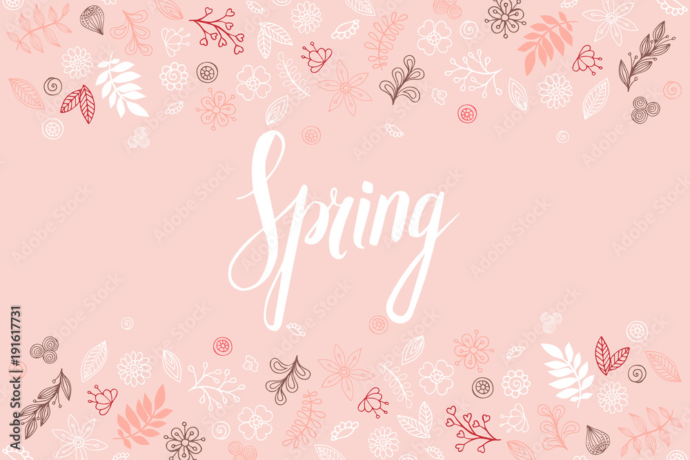 Design banner with spring is here logo