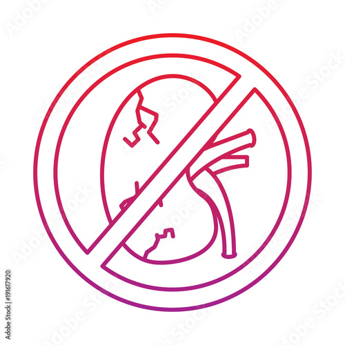 no human kidney disease medical diagram forbidden sign vector illustration  red degraded line color