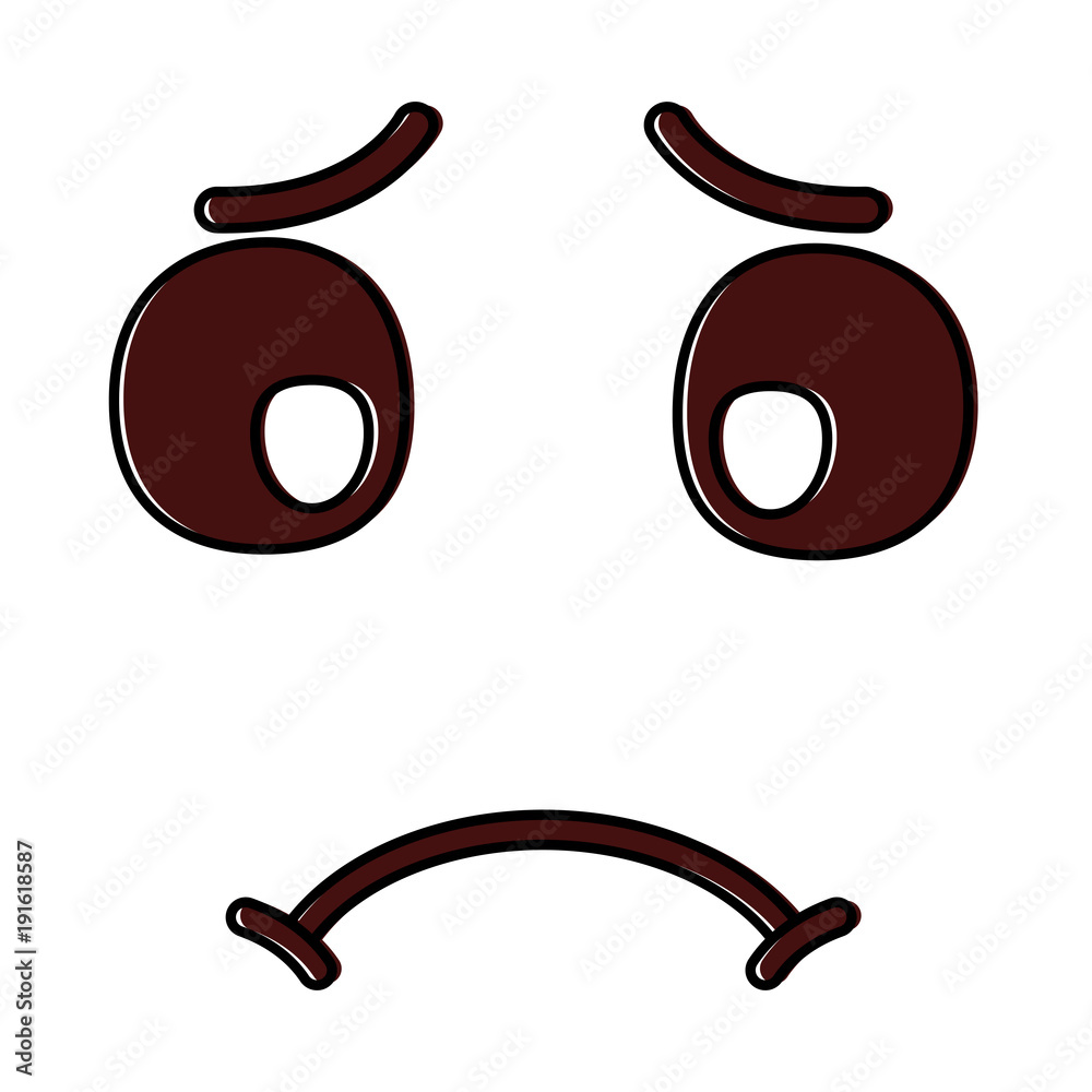 cute kawaii sad face expression cartoon vector illustration