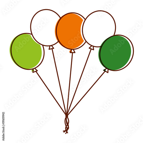 green bunch balloons decoration ornament party vector illustration
