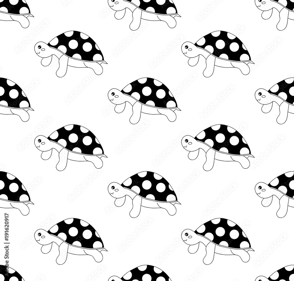 Obraz premium Cute Turtle on White Background