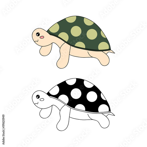 Cute Turtle Vector Illustra...
