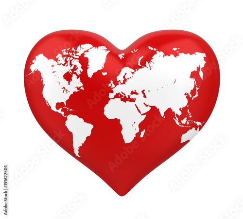 Obraz na płótnie Heart Shaped Earth Isolated