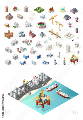 Build Your Own Isometric City . Isolated High Quality Vector Elements on White Background