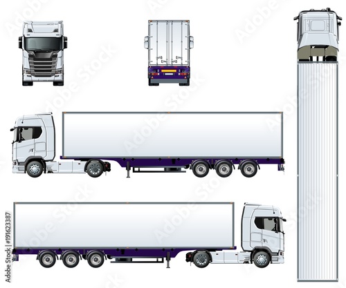 Vector truck template isolated on white