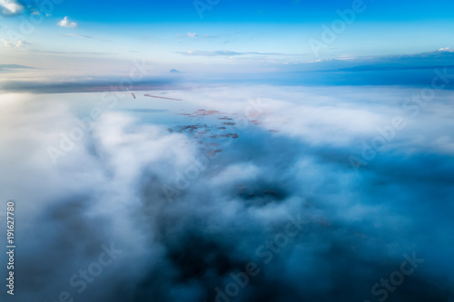 Aerial View. Flying over the clouds .
