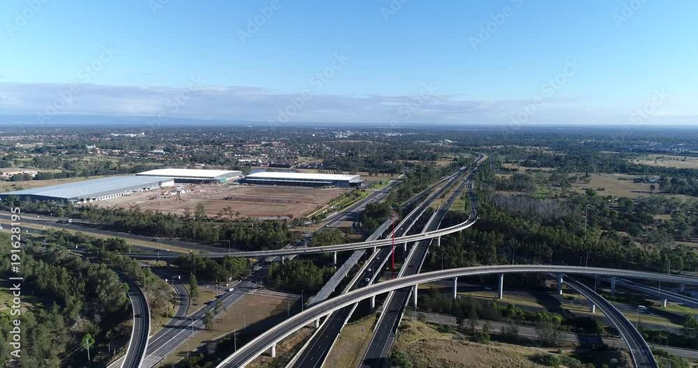 Huge multi-level intersection between Sydney West toll road motorways ...