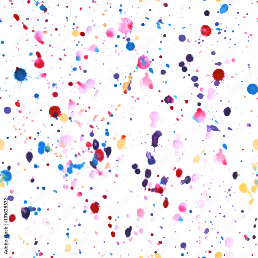 Watercolour brush stains managed into seamless pattern
