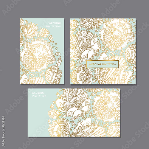 Gold and mint color folk de...