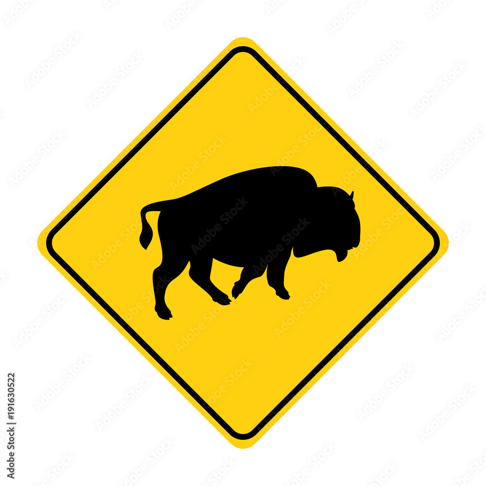 buffalo silhouette animal traffic sign yellow vector buffalo silhouette animal traffic sign yellow vector