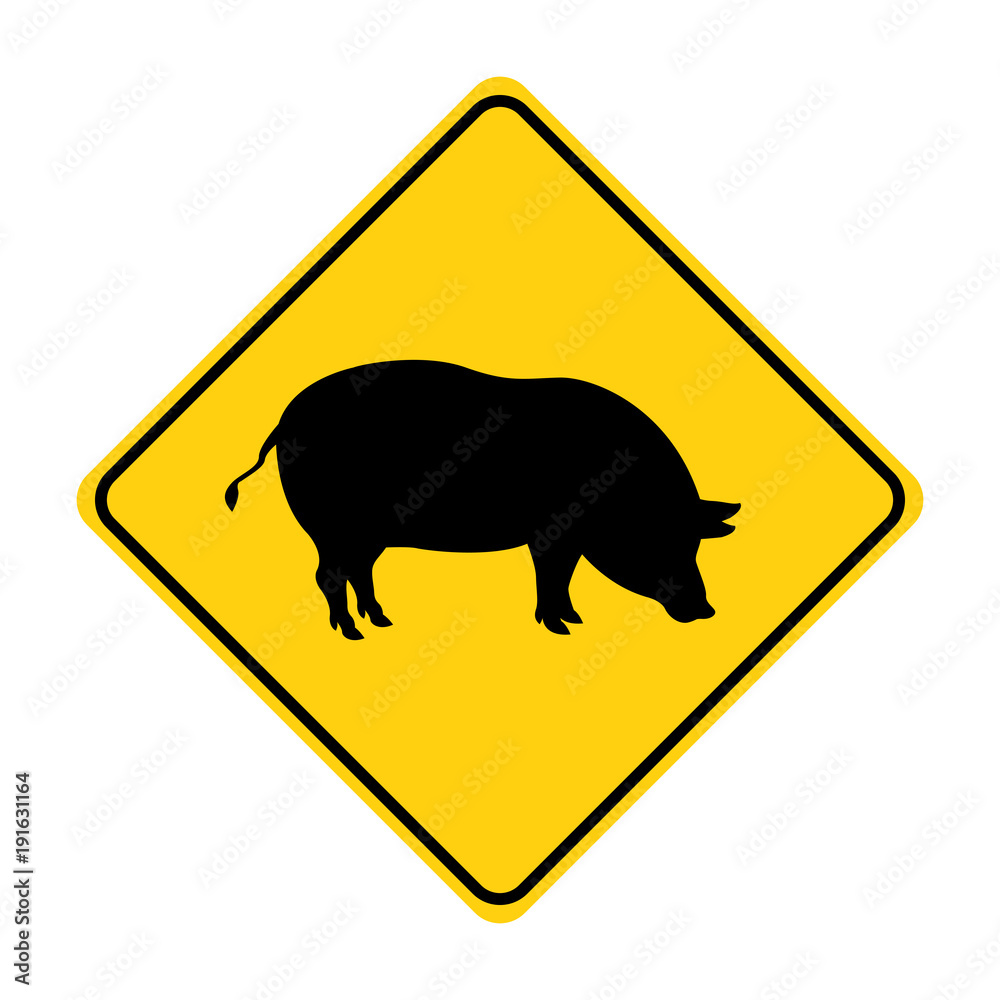 pig silhouette animal traffic sign yellow vector pig silhouette animal traffic sign yellow vector