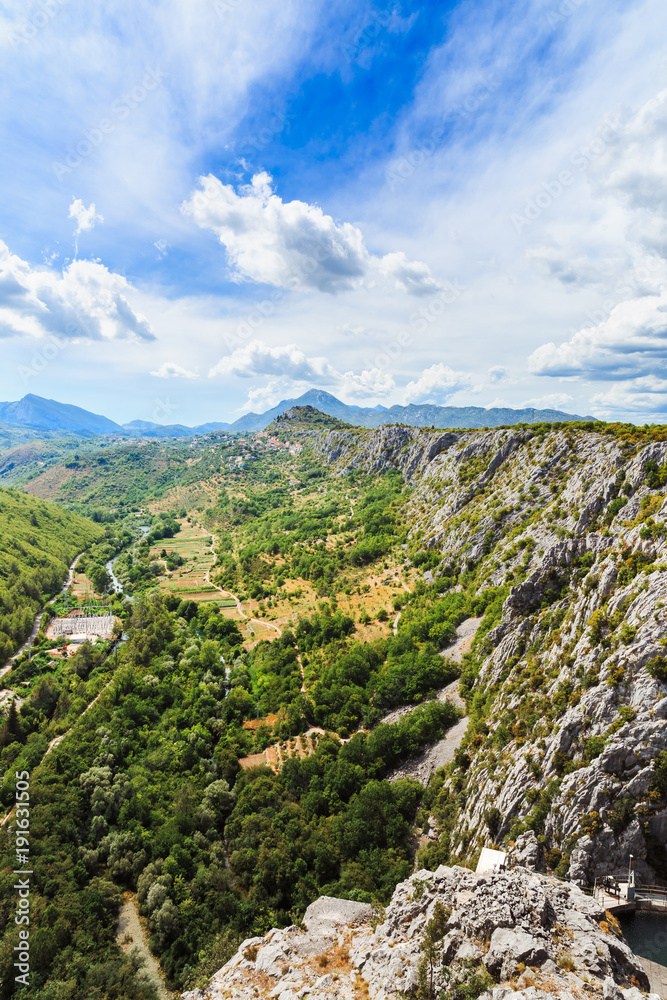 Fototapeta premium Croatia mountain landscape view with clouds on the sky