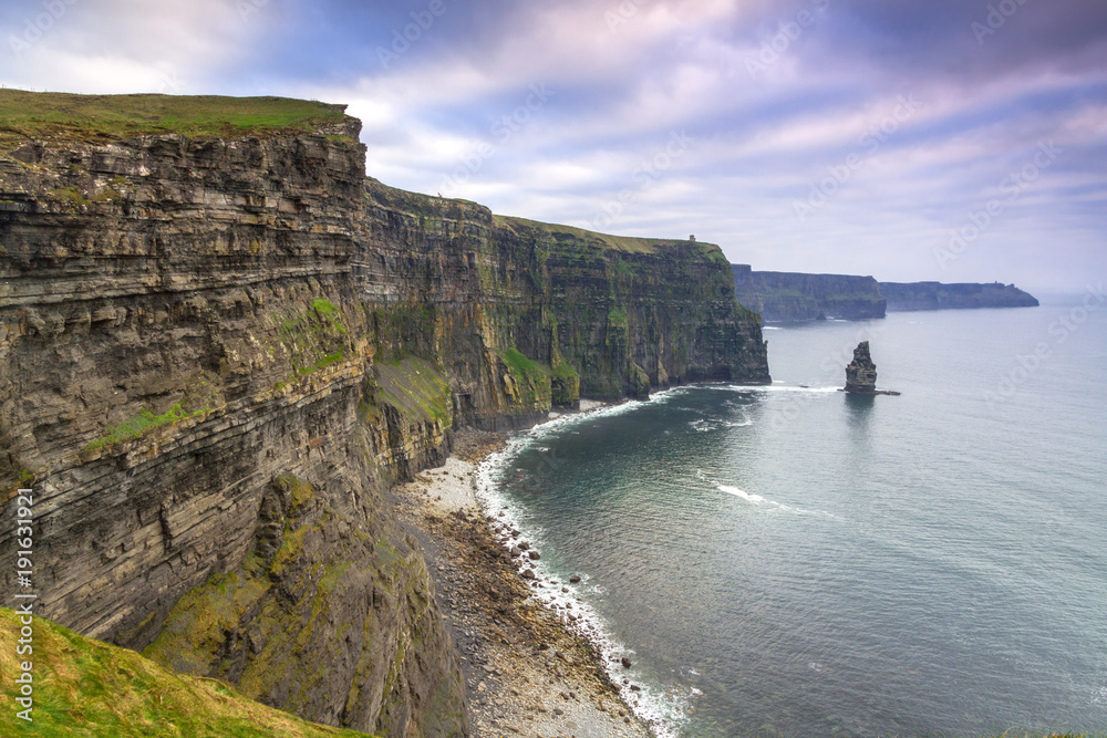 Cliffs of Moher in Ireland at cloudy day, Co. Clare Cliffs of Moher in Ireland at cloudy day, Co. Clare