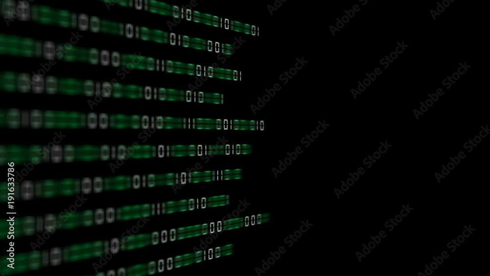 The green bars transmit the binary code code to the center of the screen. depth of field. place for text.events programmers. cinematic background. seamless loop. The green bars transmit the binary code code to the center of the screen. depth of field. place for text.events programmers. cinematic background. seamless loop.
