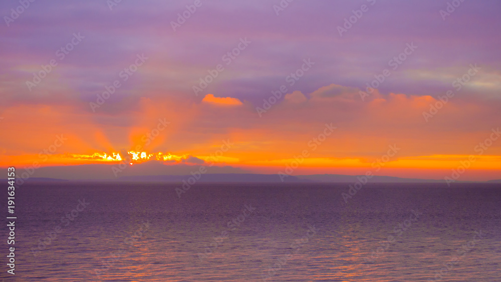 Colorful Sunrise with Sea  and Sky Background