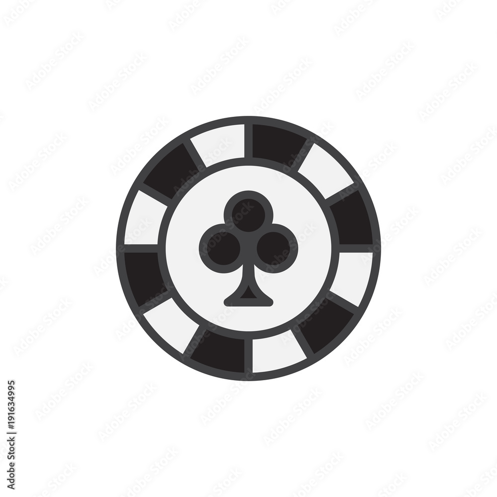 Clover chip filled outline icon, line vector sign, linear colorful pictogram isolated on white. Casino chip symbol, logo illustration. Pixel perfect vector graphics Clover chip filled outline icon, line vector sign, linear colorful pictogram isolated on white. Casino chip symbol, logo illustration. Pixel perfect vector graphics