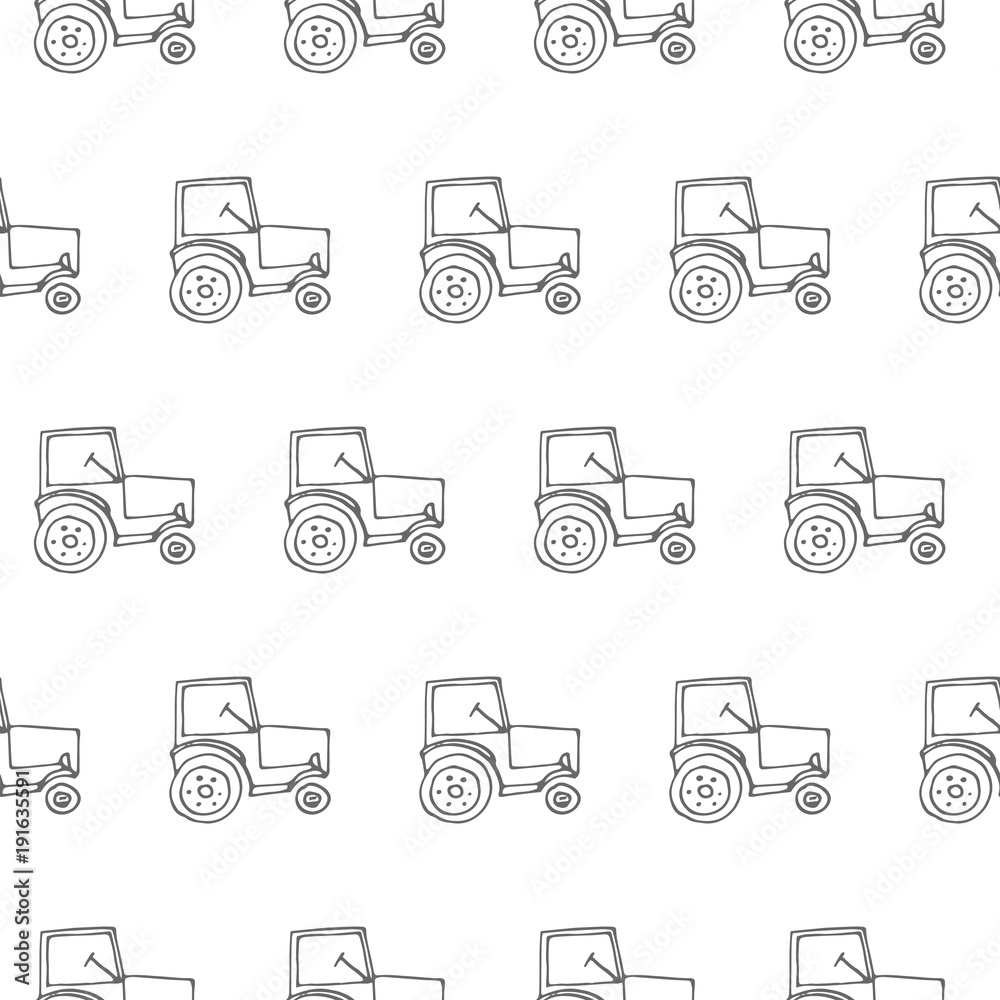 Obraz premium tractor seamless vector pattern