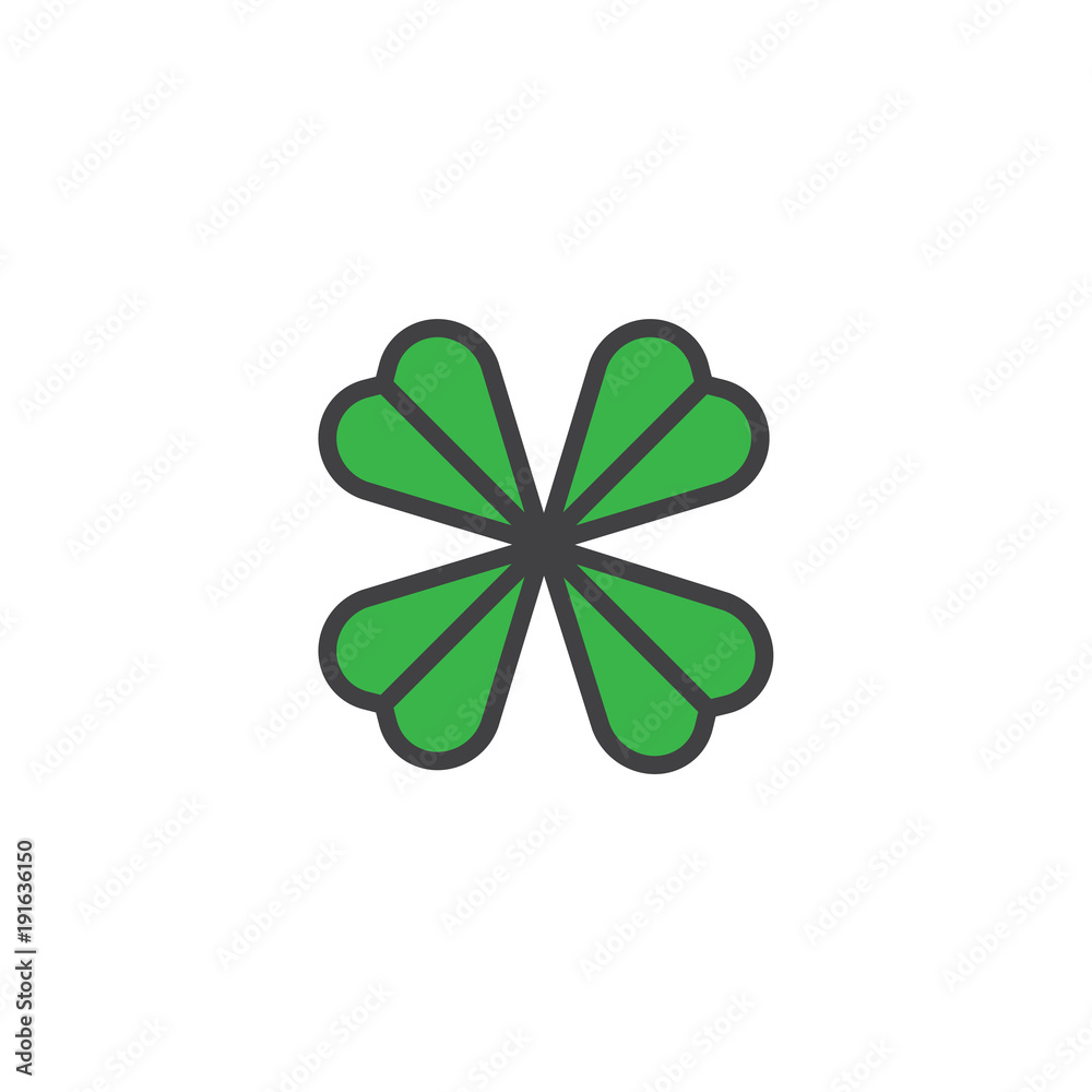 Gaming clover filled outline icon, line vector sign, linear colorful pictogram isolated on white. Symbol, logo illustration. Pixel perfect vector graphics