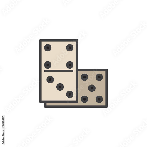 Dominoes game filled outline icon, line vector sign, linear colorful pictogram isolated on white. Casino and gambling symbol, logo illustration. Pixel perfect vector graphics