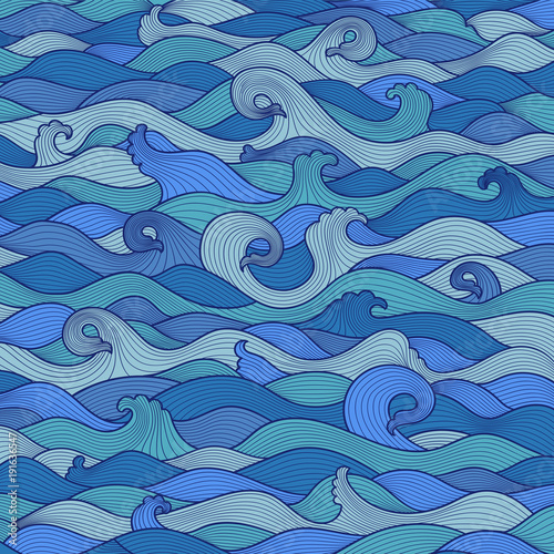 pattern turquoise blue sea waves © DanIce