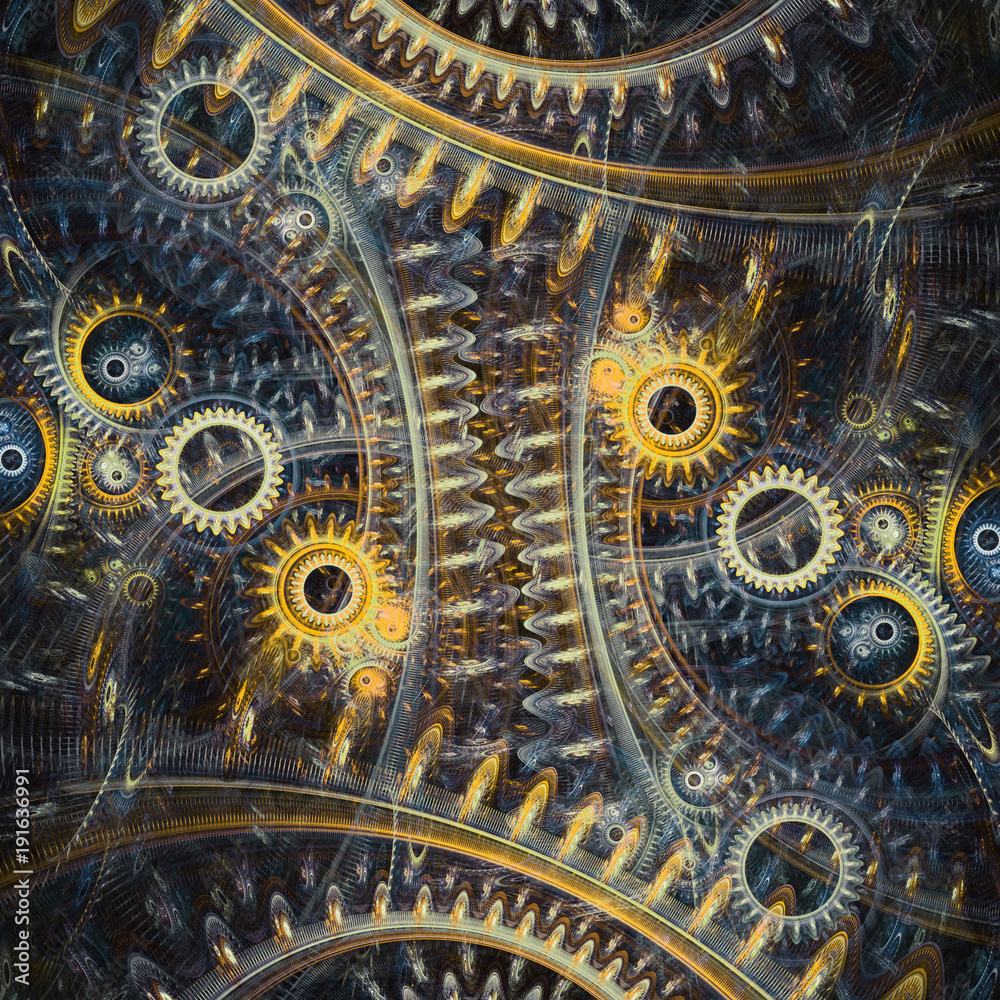 Abstract coqwheel machine, steampunk background