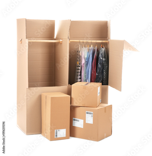 Wardrobe boxes on white bac...