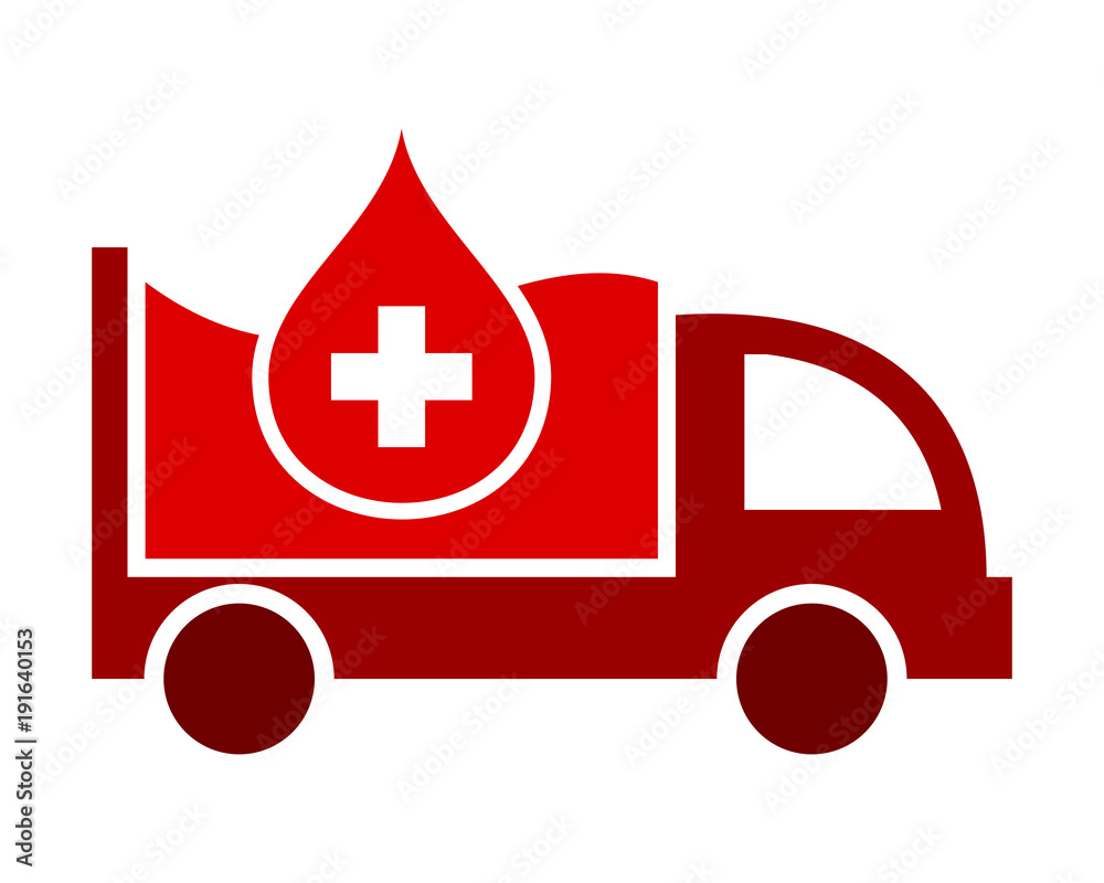 Fototapeta medyczne kropelki krwi czerwony boxcar transportu pojazdu jazdy jazdy obrazu wektor ikona