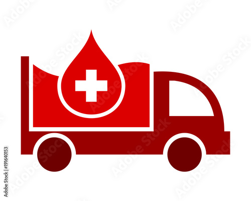 medical blood droplets red boxcar transportation vehicle ride drive image vector icon