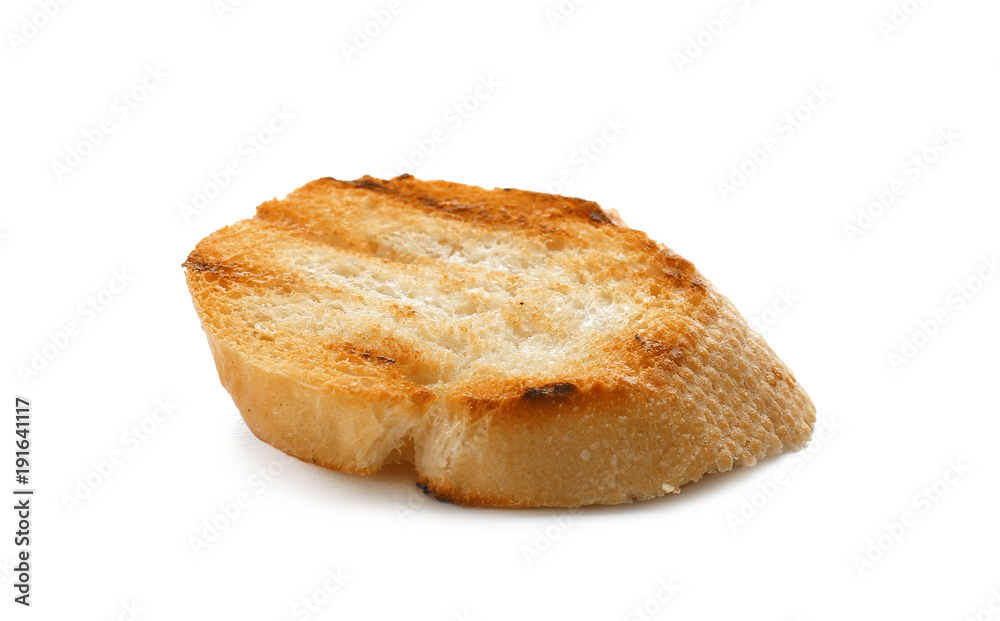 Toasted bread on white background