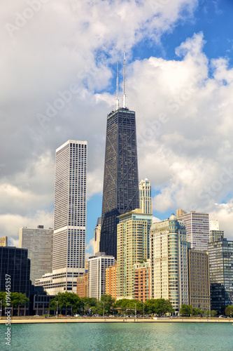 Chicago cityscape with urban skyscrapers, United States