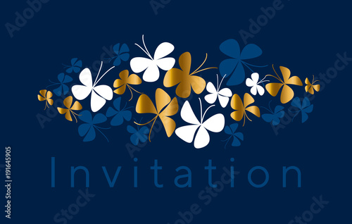 Elegant gold butterfly silh...