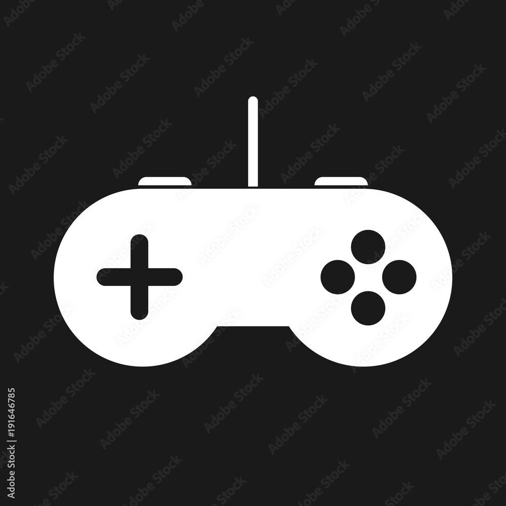 Flat minimalist controller logo/icon. Isolated on black