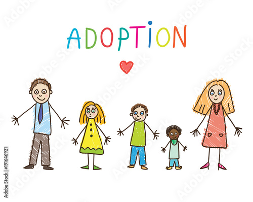 Kids Drawing. Adoptive family 