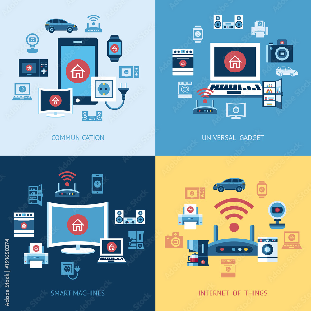 Digital vector red internet of things control Digital vector red internet of things control