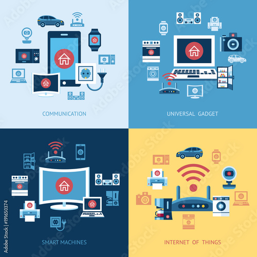 Digital vector red internet of things control