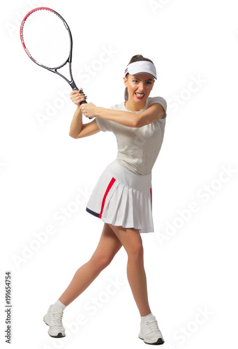 Woman tennis player isolated (without ball version) © Boris Riaposov