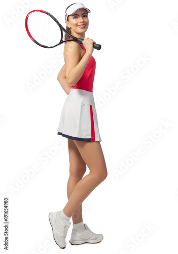 Woman tennis player isolated © Boris Riaposov