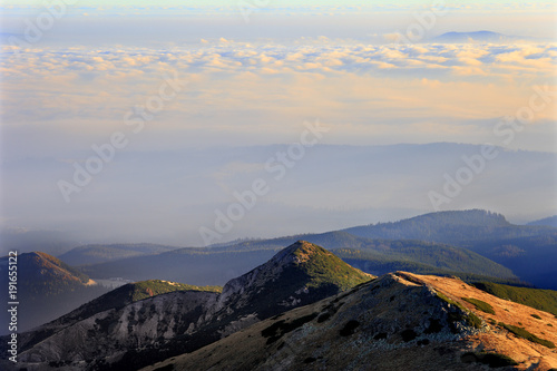 Poland, Tatra Mountains, Zakopane - Urhocie Kasprowe and Kopa Magury peaks with Beskidy Mountains in background