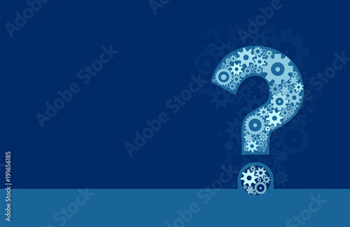 Question mark on blue backdrop