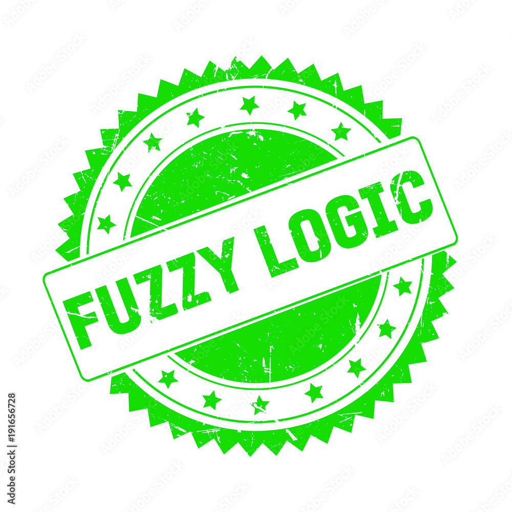 Fuzzy Logic green grunge stamp isolated