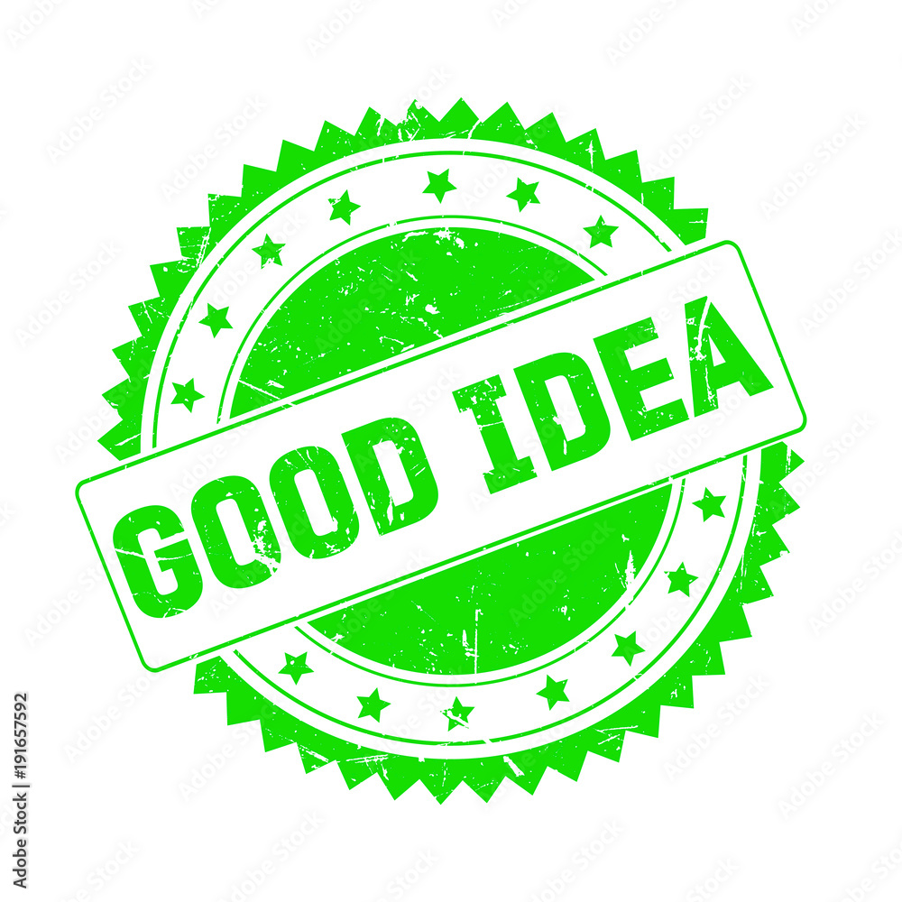 Good Idea green grunge stamp isolated